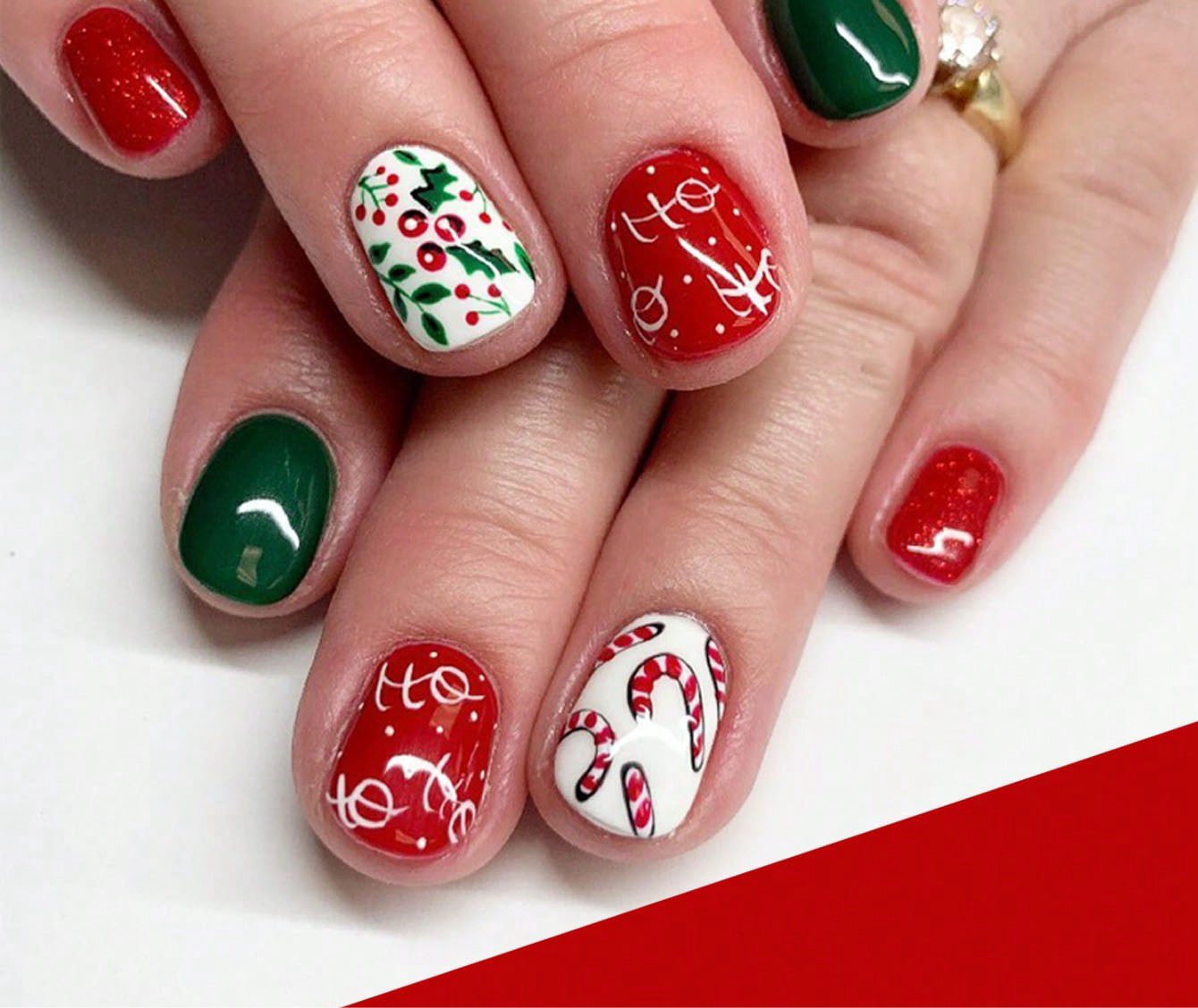 Designed Christmas Short Nail Set