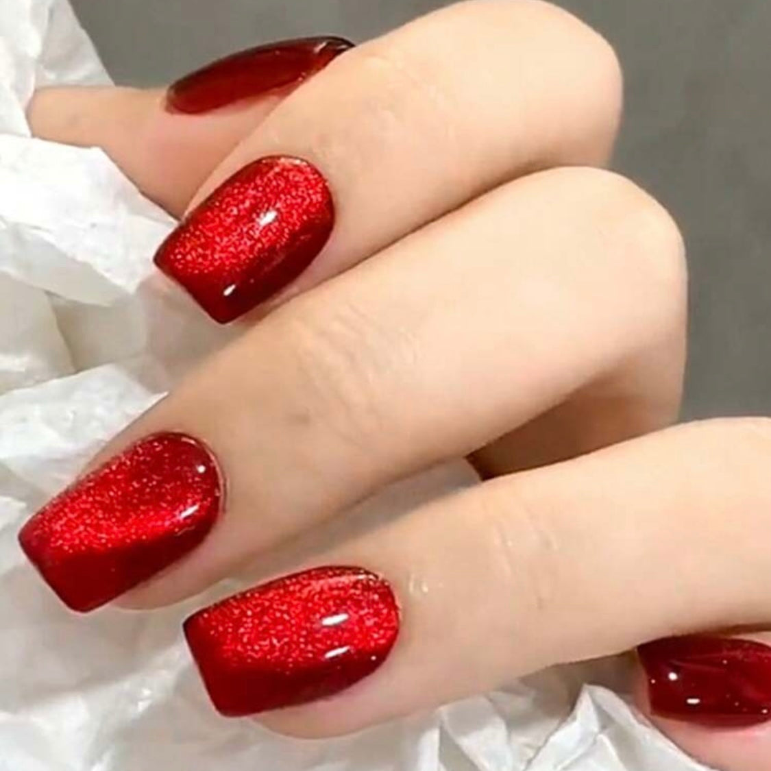 Long Crystal Red Nail Set