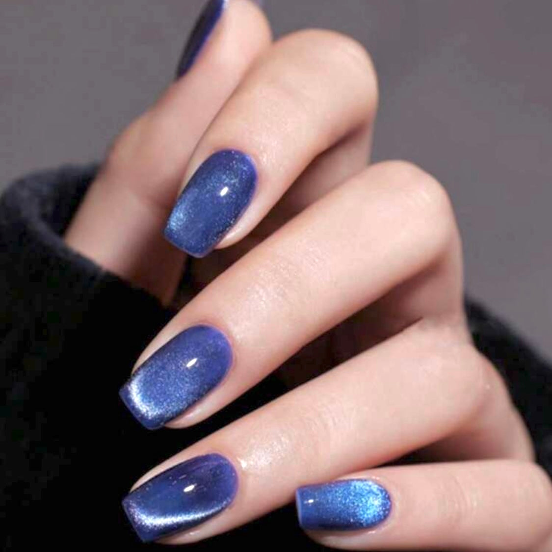 Long Crystal Blue Nail Set