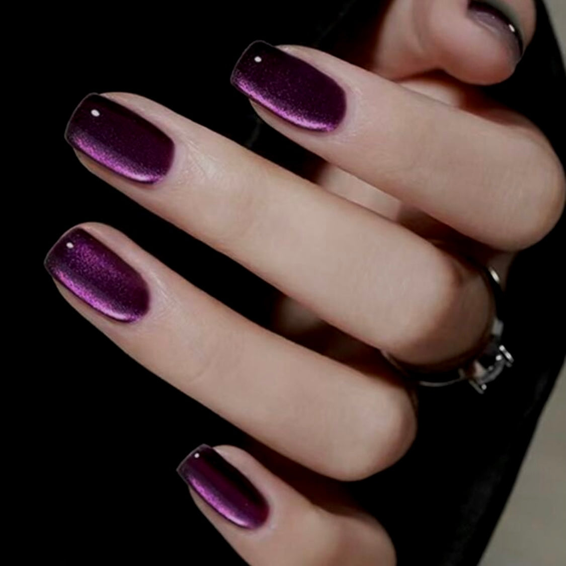 Long Crystal Purple Nail Set
