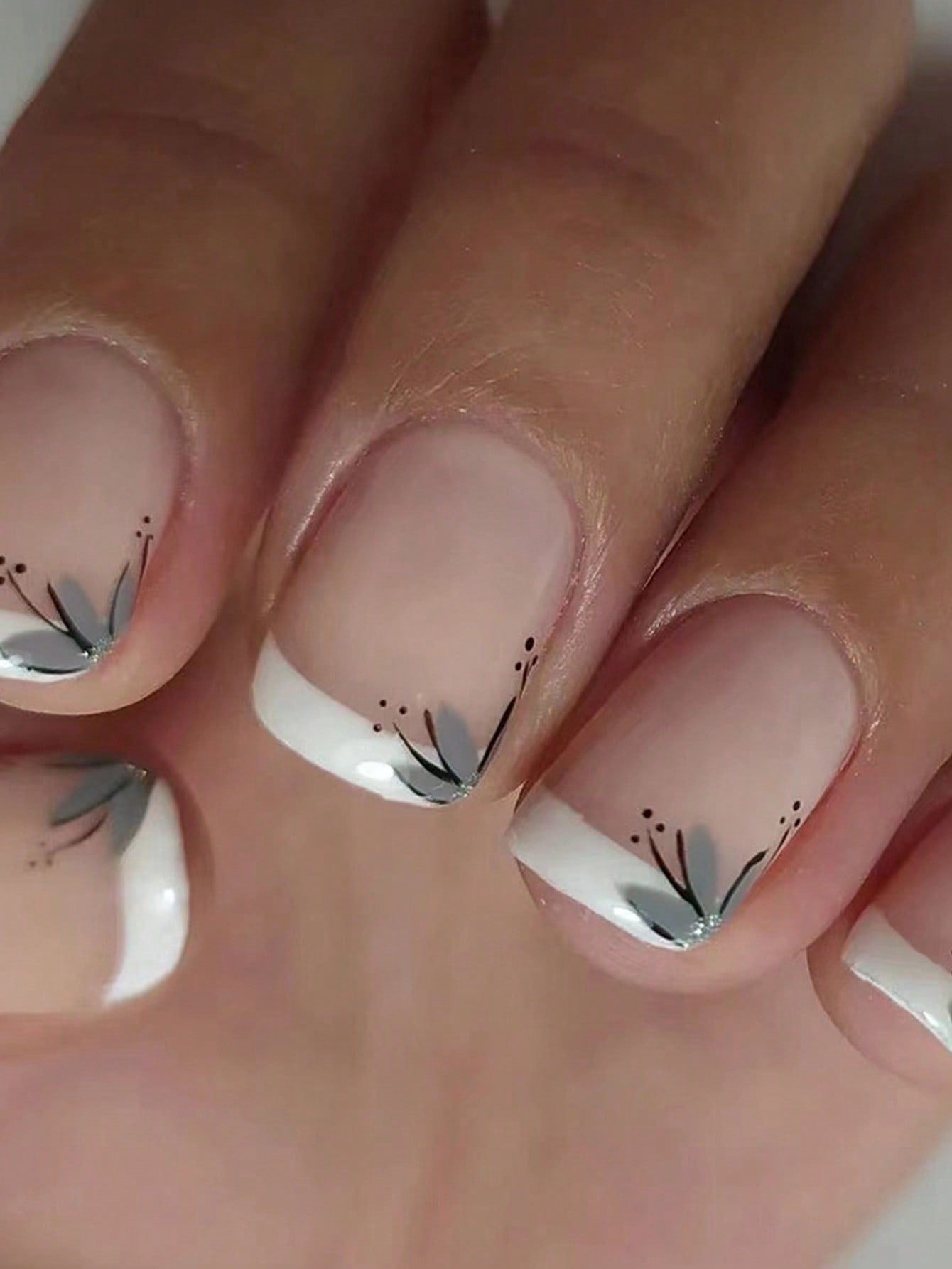 Designed Short French Nail Set