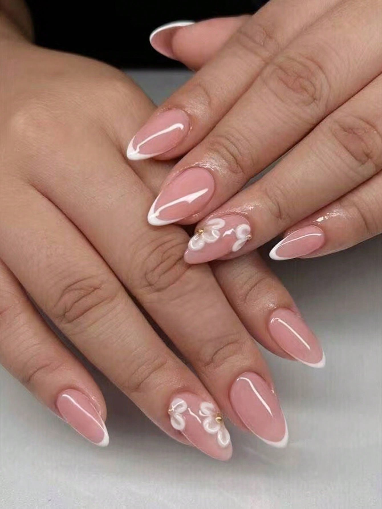 Long Designed French Nail Set