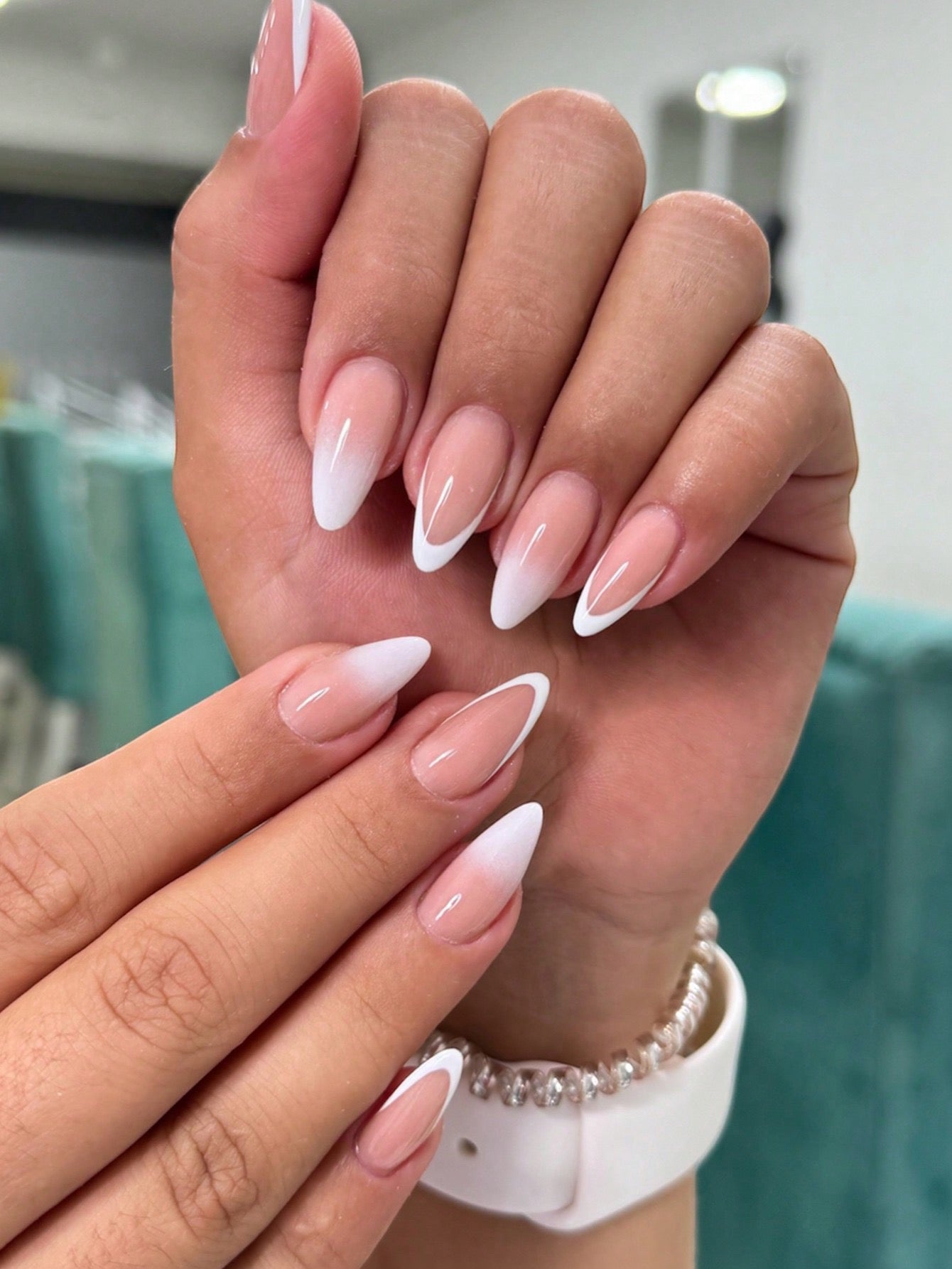 Long French Pink Nail Set