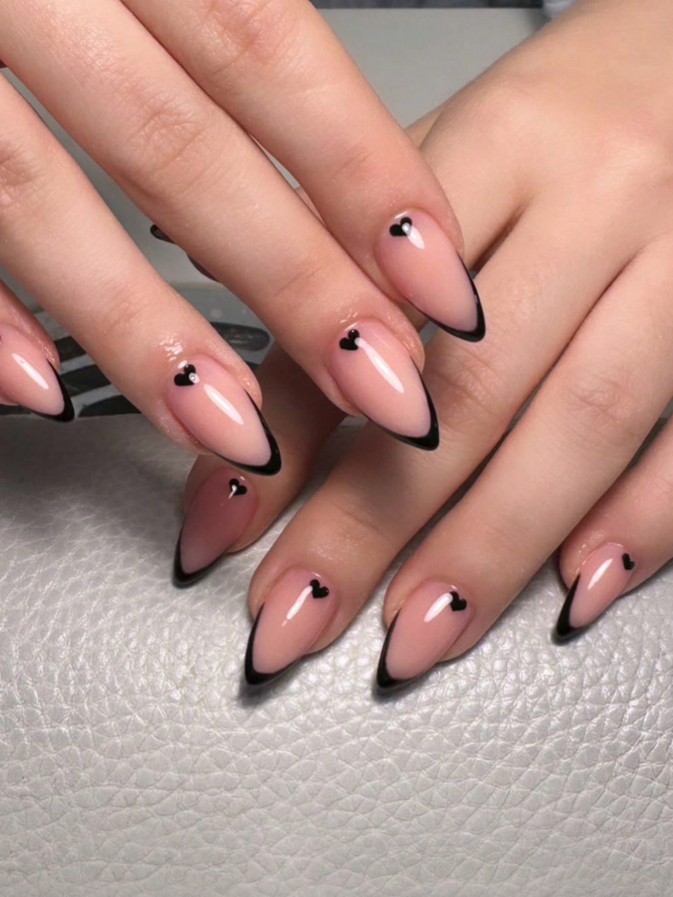 Long Designed Black Nail Set