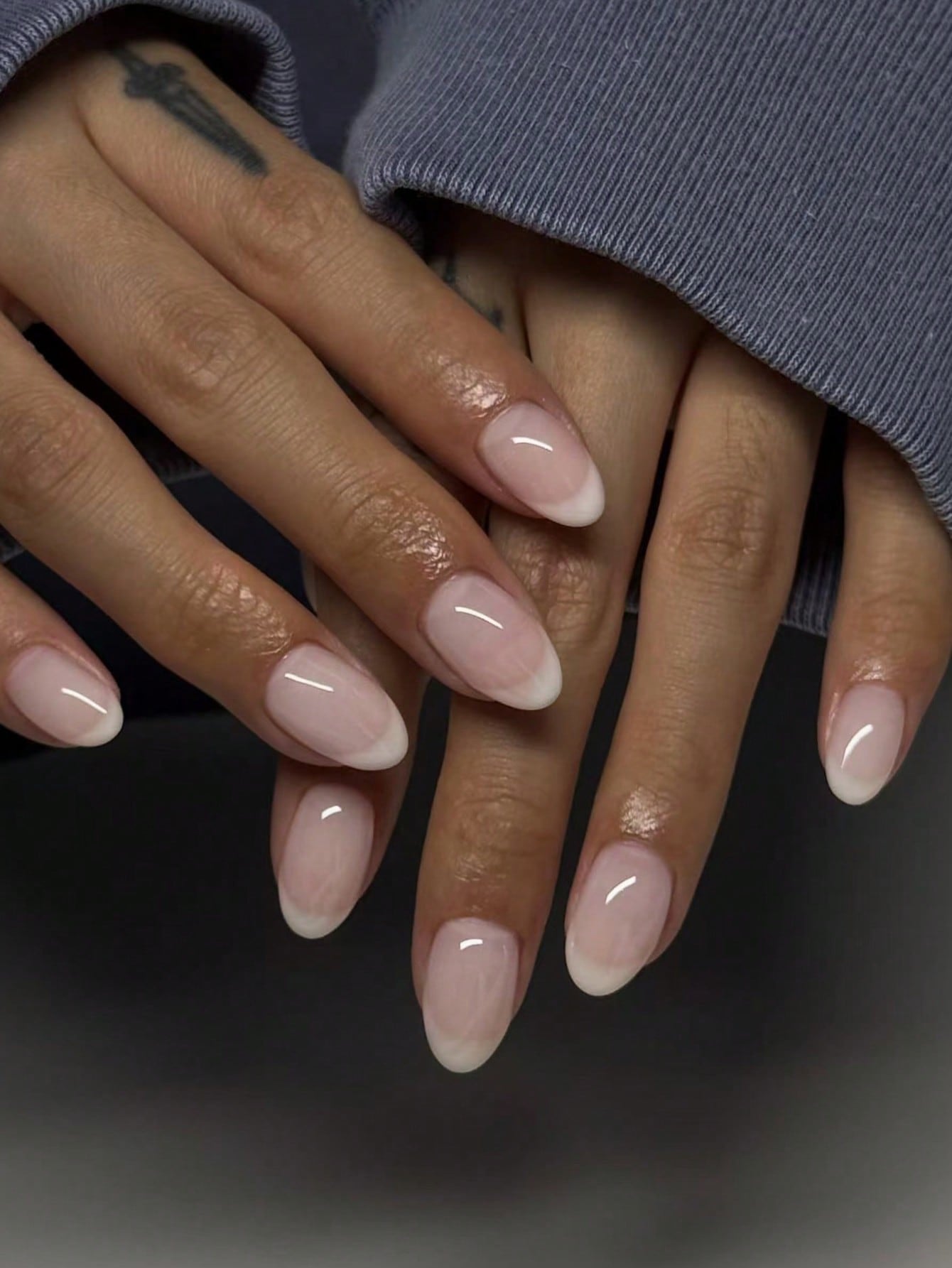 Medium French Yellow Ombré - Base Pink - Nail Set