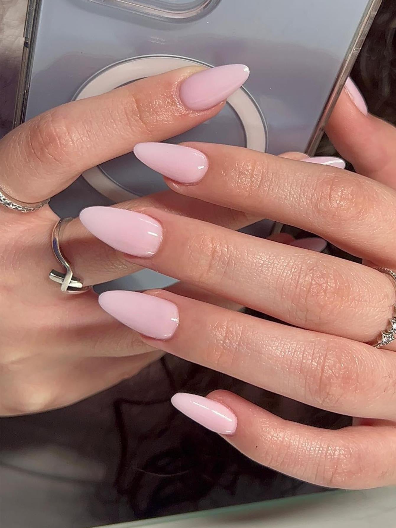 Long Baby Pink Nail Set
