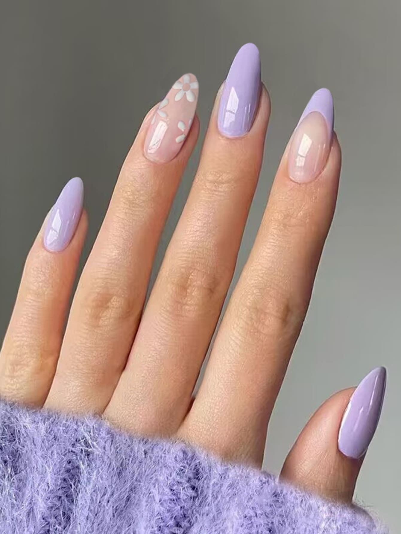 Designed Purple Long Nail Set