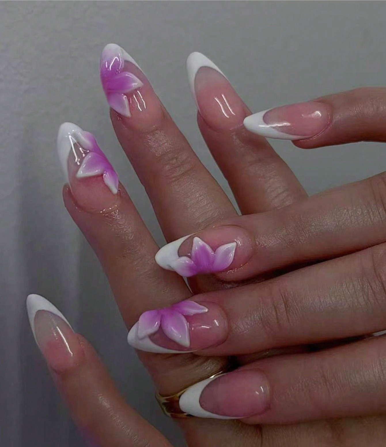 Designed Long French Nail Set