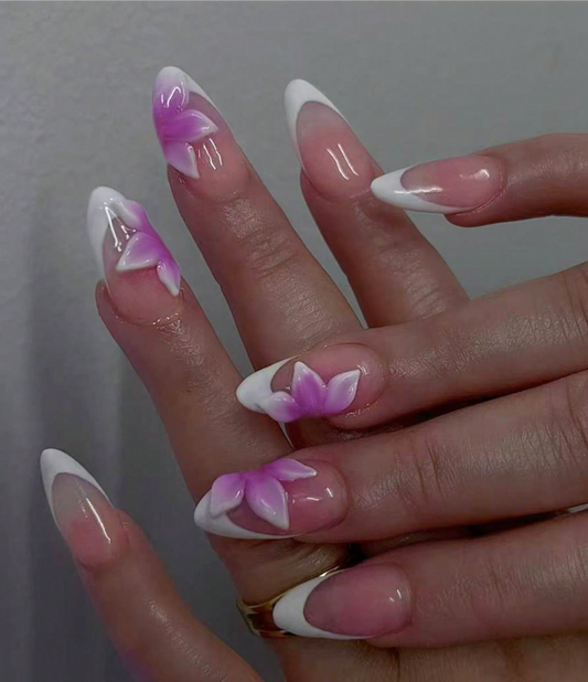 Designed Long French Nail Set