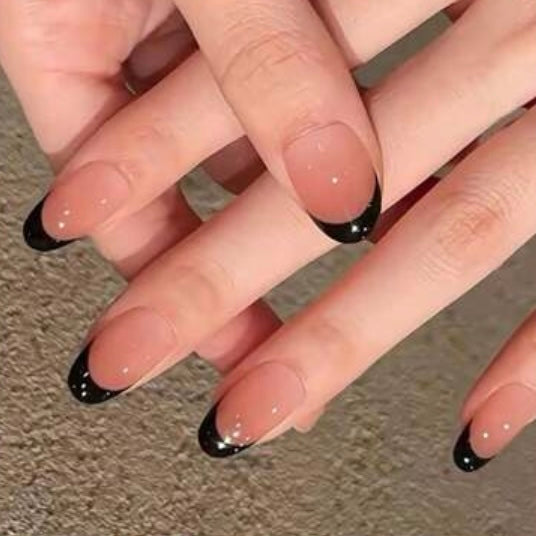 Medium French Black Nail Set