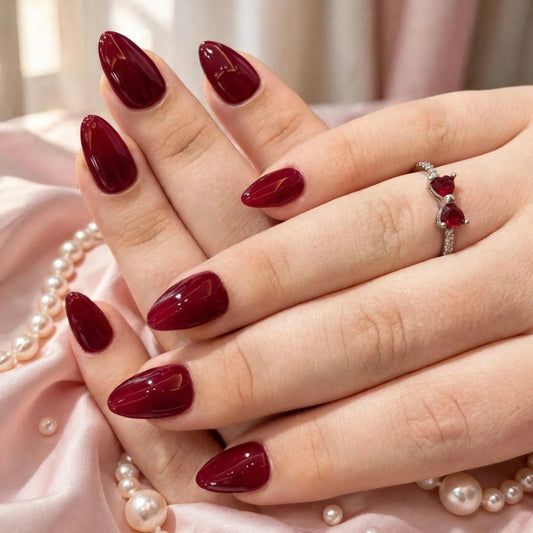 Medium Burgundy Nail Set