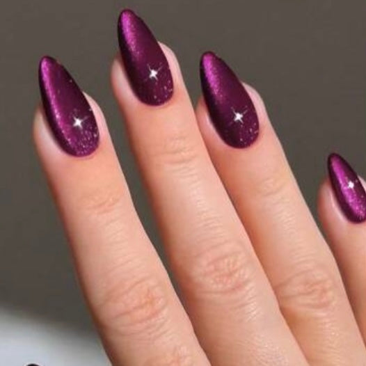 Long Crystal Purple Nail Set