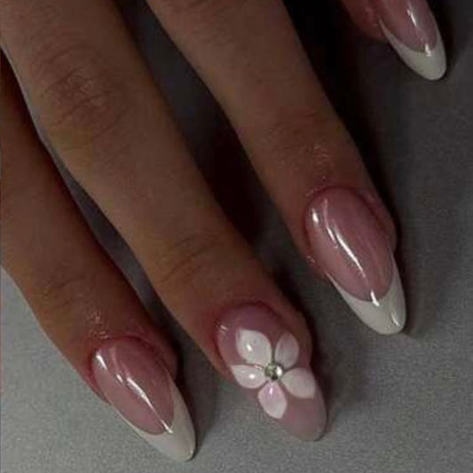 Designed Long French Nail Set