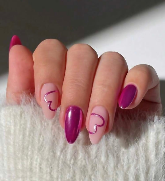 Designed Long Purple Nail Set