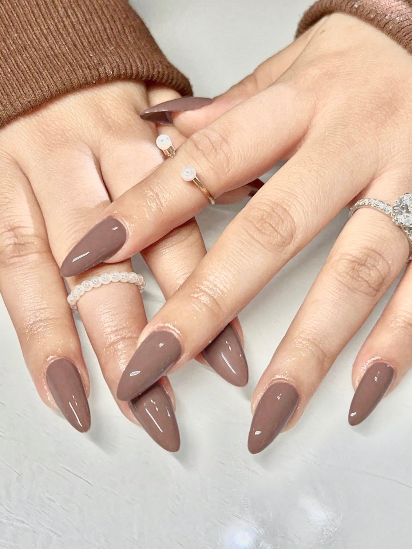 Long Brown Nail Set #10901