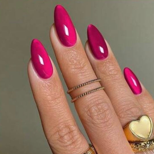 Long Crystal Pink Nail Set