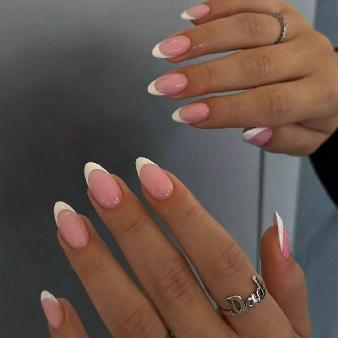 Long Matte French Nail Set