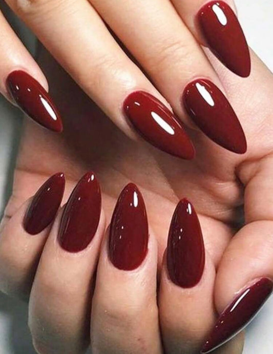 Long Burgundy Nail Set