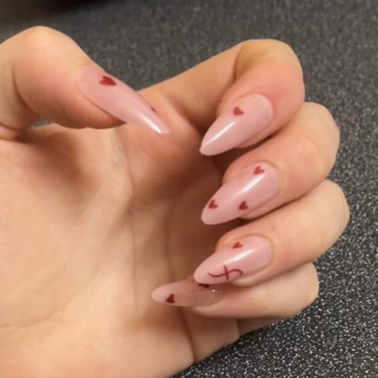 Designed Long Hearts Nail Set