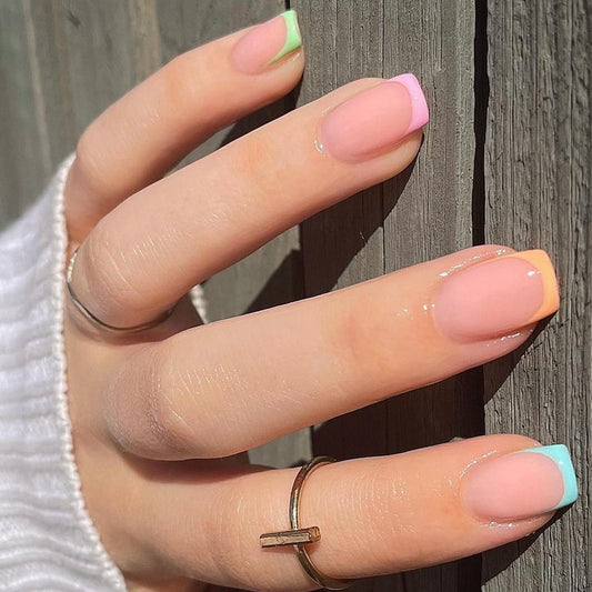 Colored Short French Nail Set