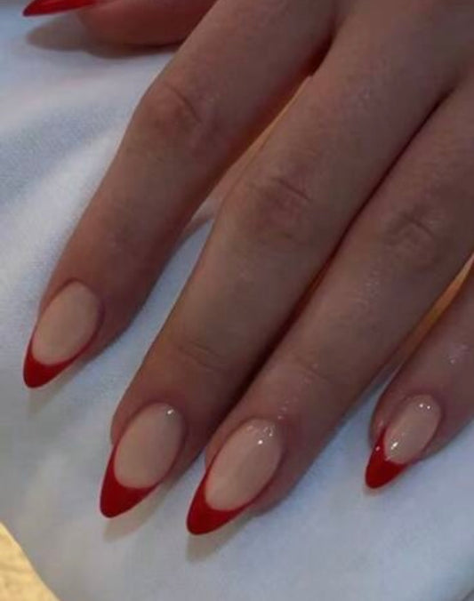 Long Red French Nail Set