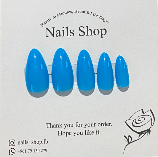 Long Light Blue Nail Set #10709
