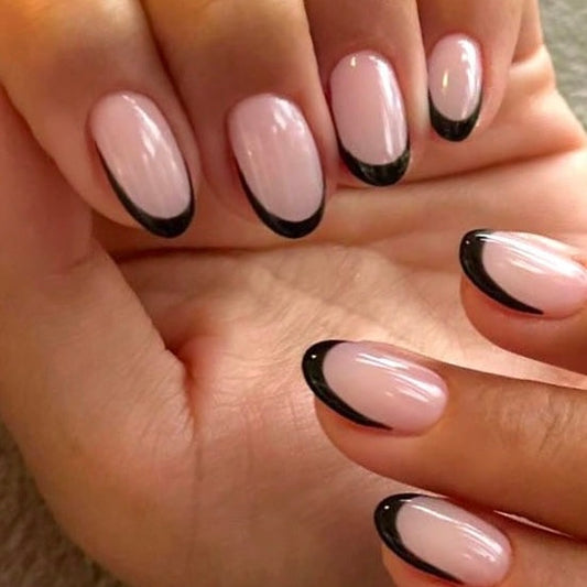 Medium French Black Nail Set