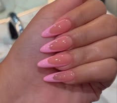 Long Designed French Pink Nail Set