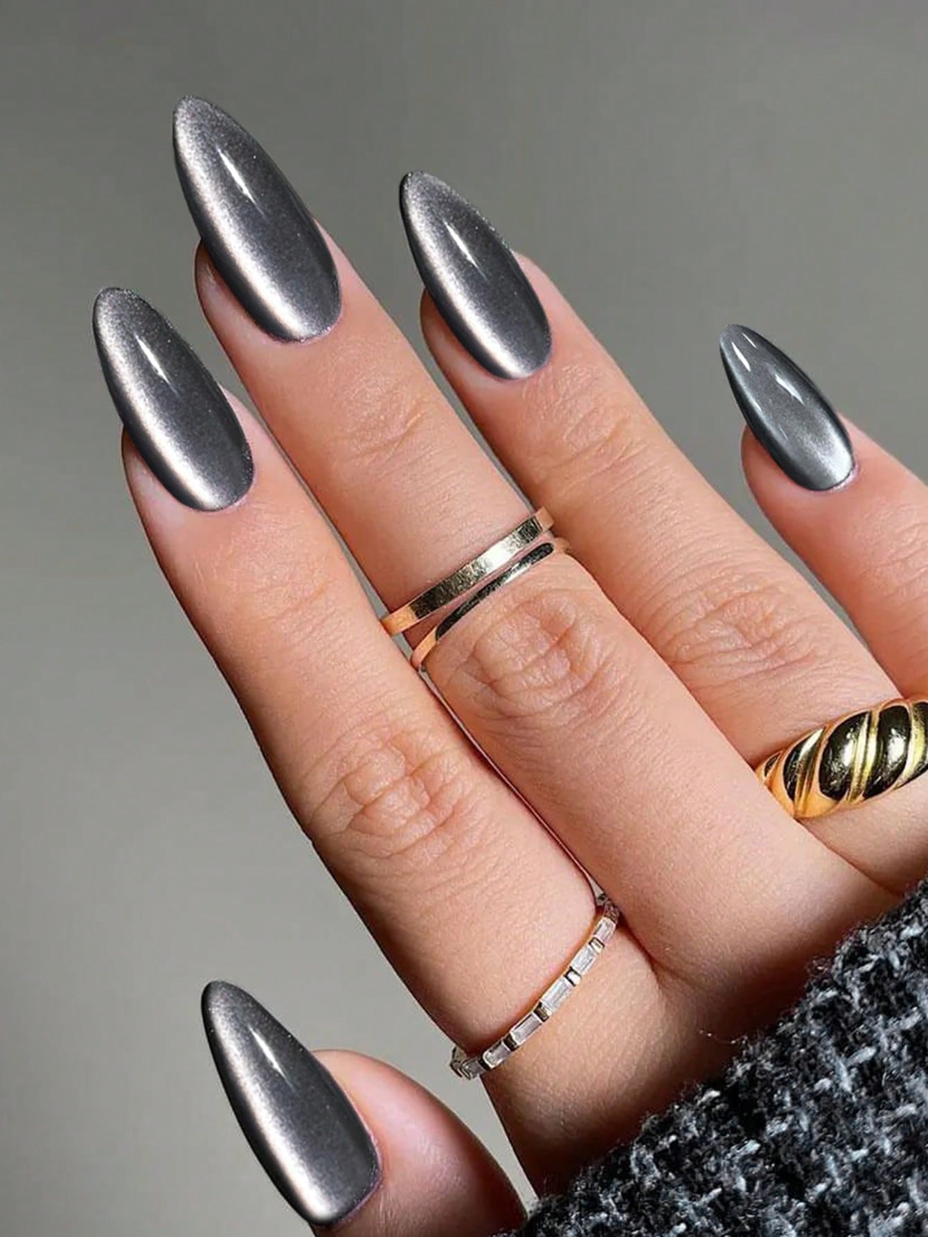 Long Crystal Black Nail Set