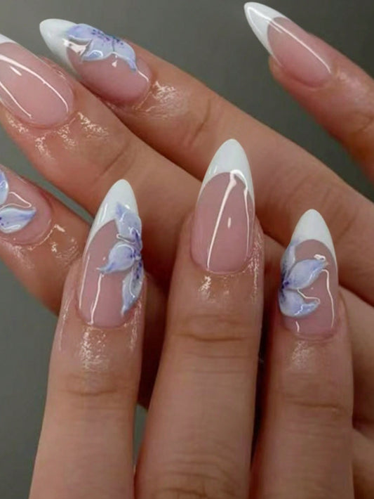 Designed Long French Nail Set