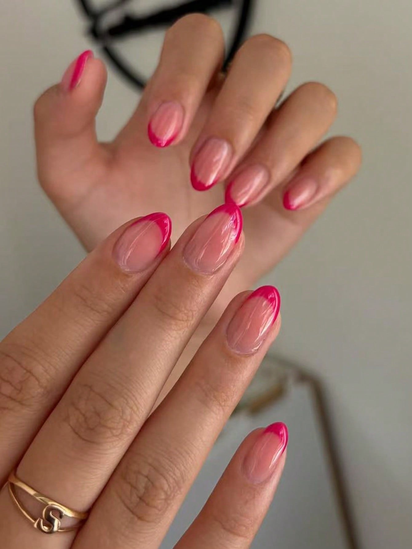 Medium Fuchsia-red Pink Nail Set