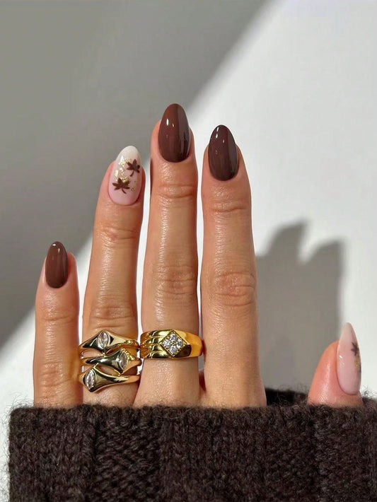Designed Brown Medium Nail Set