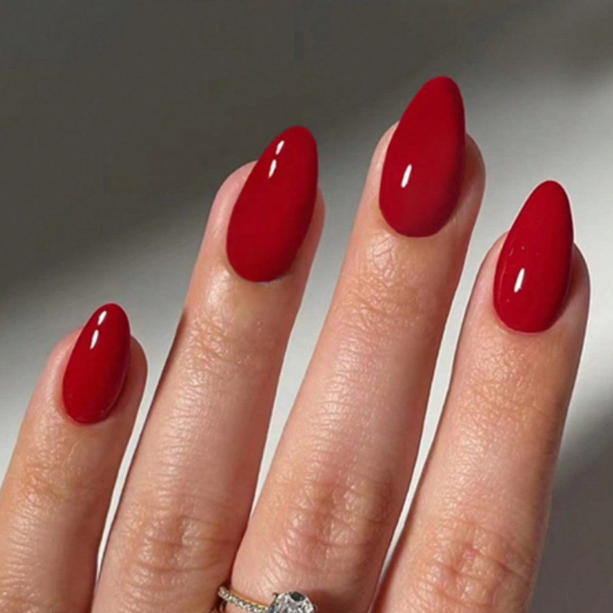 Medium Red Almond Nail Set