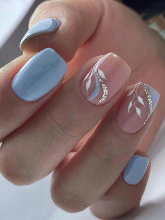 Designed Medium Blue Nail Set