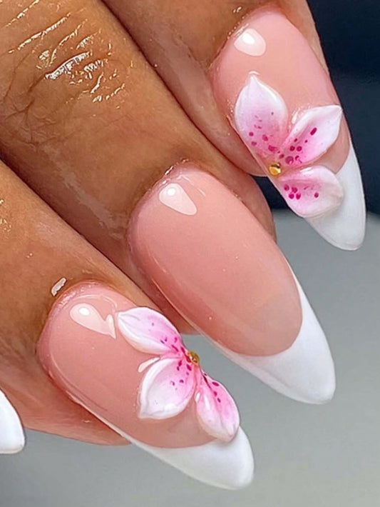Designed Long French Nail Set