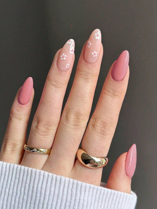 Designed Light Pink Long Nail Set