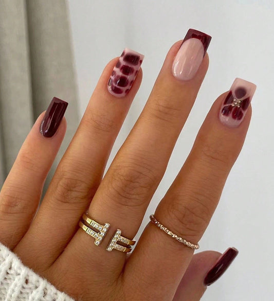 Designed Long Purple Nail Set